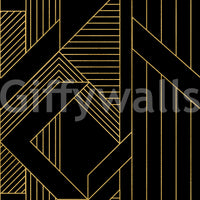 Gilded Gatsby Black and Gold Geometric Wallpaper