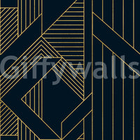 Luxurious Navy and Gold Art Deco Geometric Wallpaper