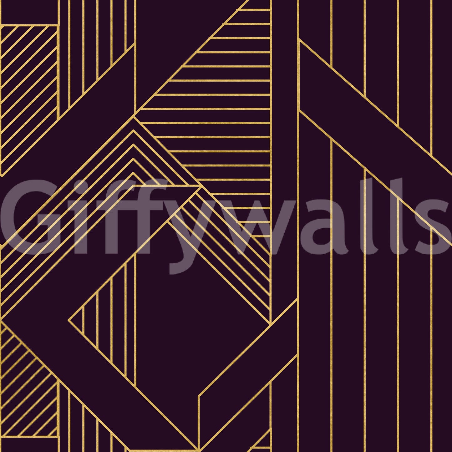 Gatsby Glamour Art Deco Violett & Gold Tapete