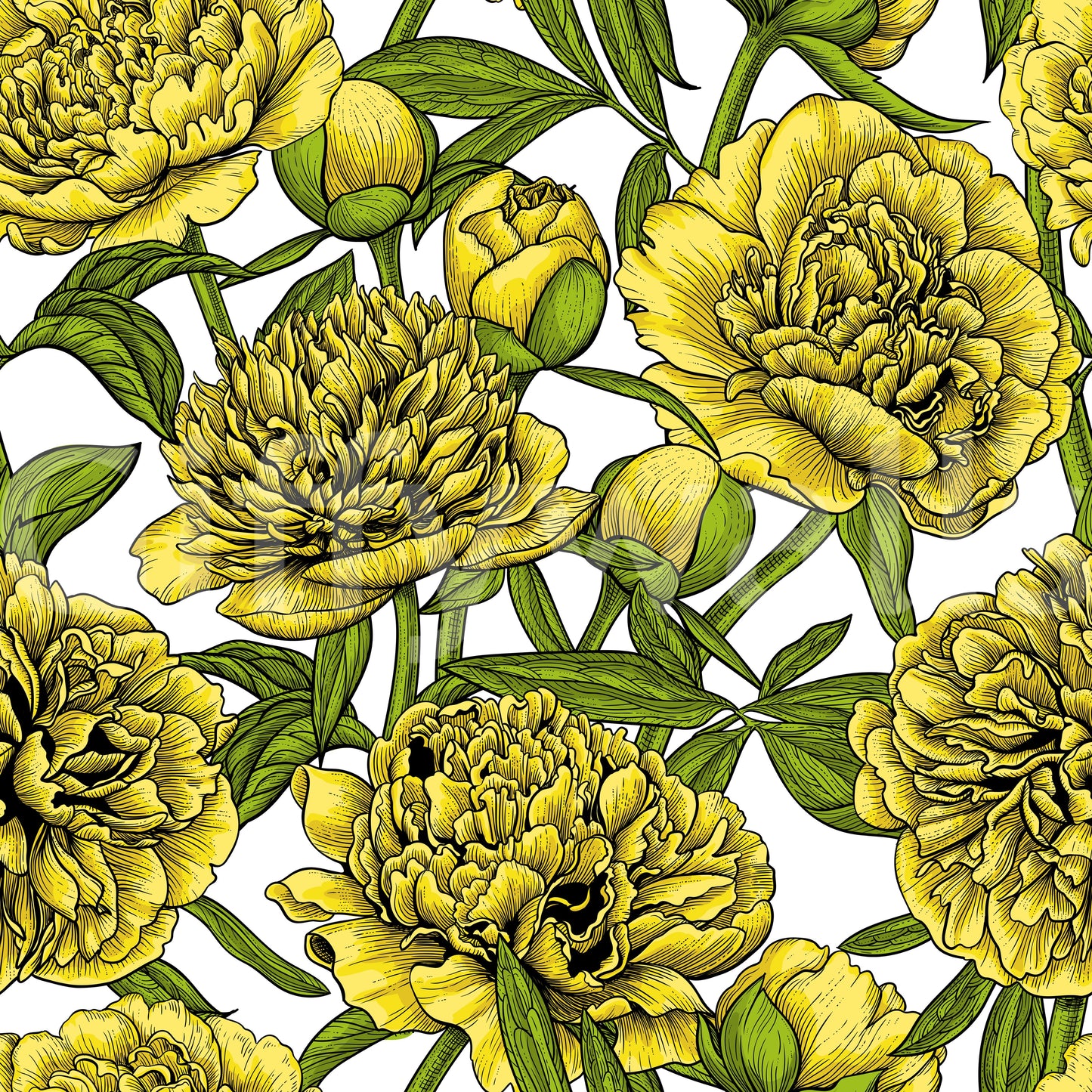 Papier peint Fleur de Pivoine Dorée