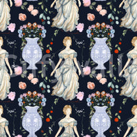 Vintage Eleganz Renaissance Kleid Blumen Tapete