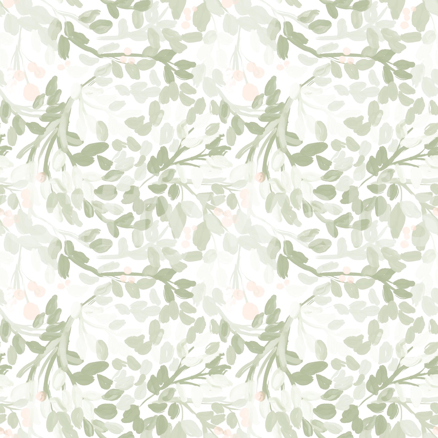 Whispering Sage Leaves & Blush Berries Tapet⁠
