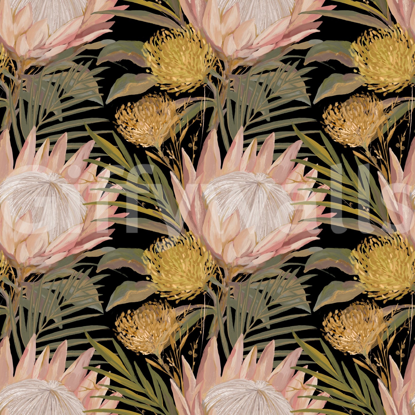 Tapete Mitternachts-Protea und Goldene Palme