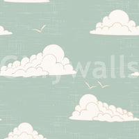 Light Sage Mid-Century Wolkenhimmel Tapete