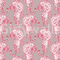 Papier peint motif tigre chinoiserie rose