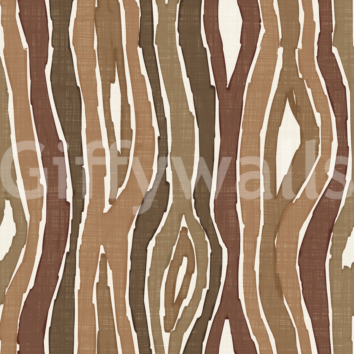 Carta da parati a strisce verticali ondulate effetto legno organico - corteccia naturale