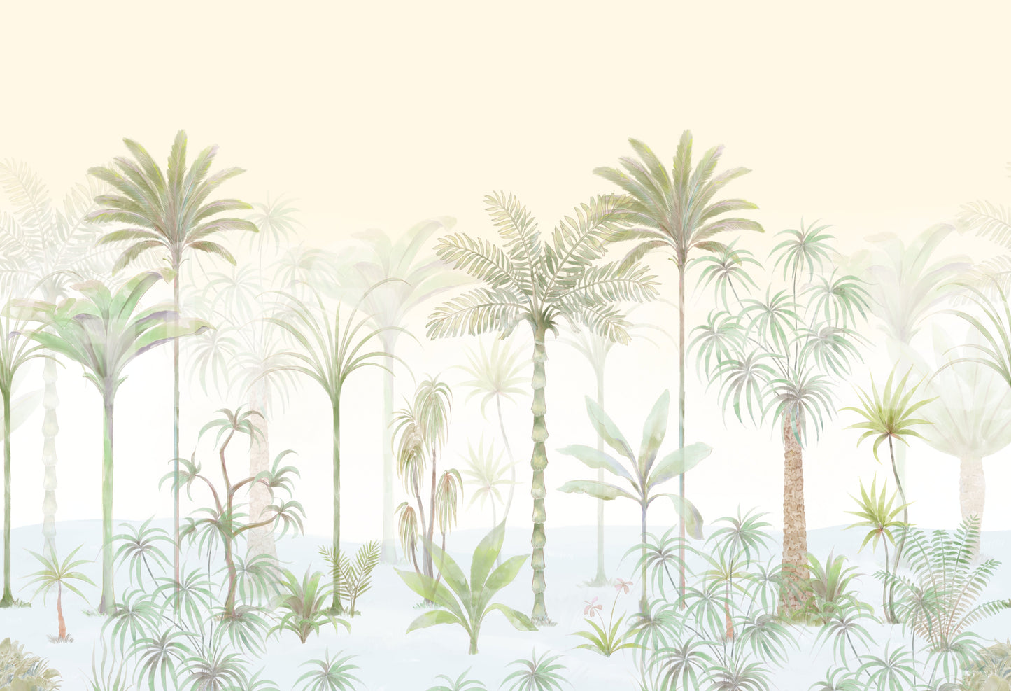 Whispering Palms Akvarel Jungle Vægmaleri
