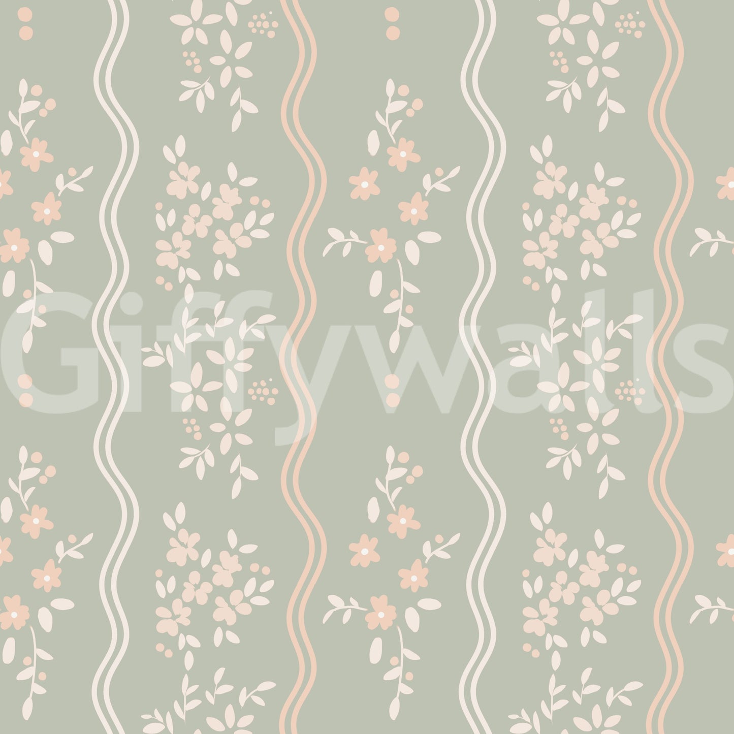Tapete Sweet Sage und Blush Cottage Stripe