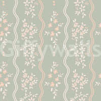 Tapete Sweet Sage und Blush Cottage Stripe