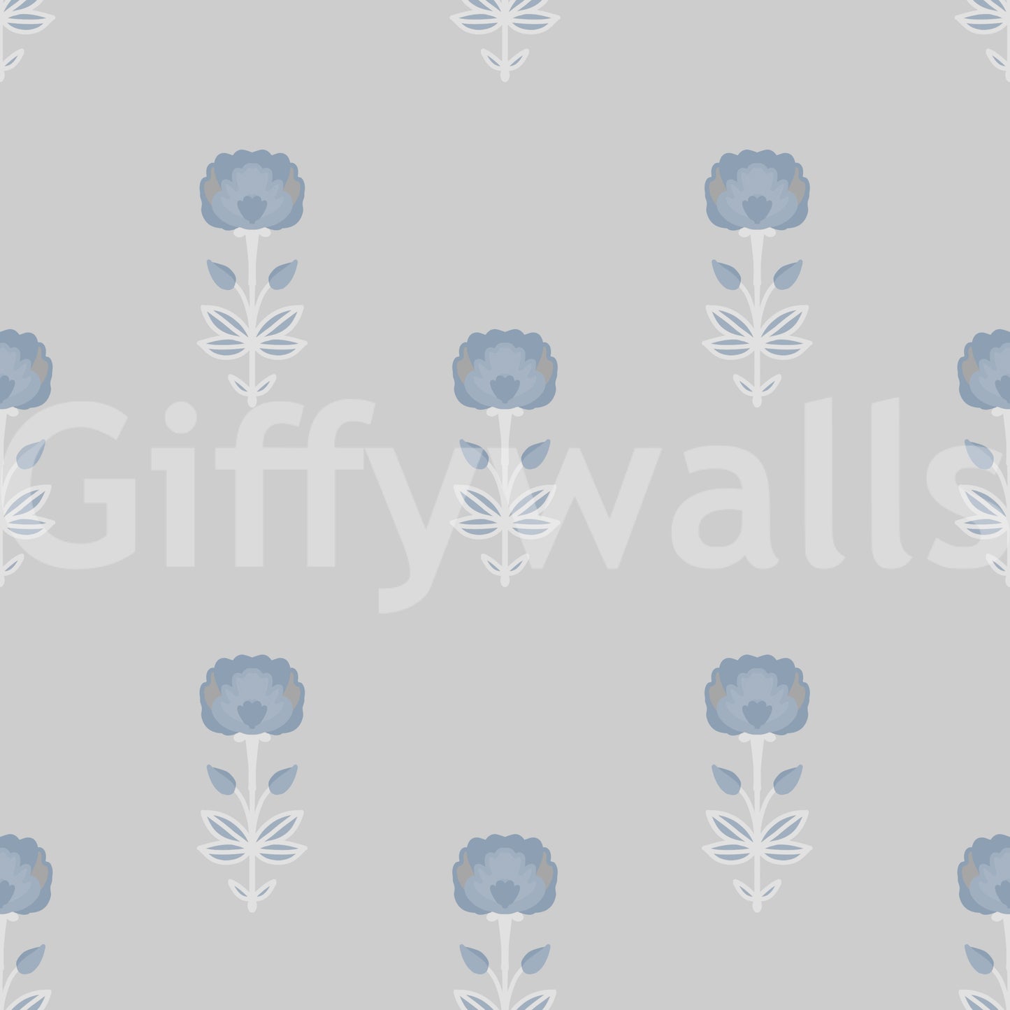 Papier peint Blue Blossom à motif indien imprimé au bloc