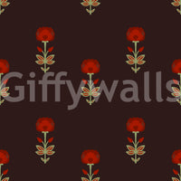 Papier peint Fleurs mogholes cramoisies