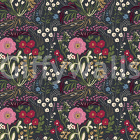 Enchanted Midnight Folk Floral Wallpaper Wallpaper⁠