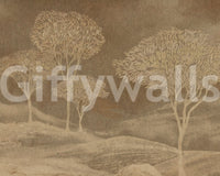 Rustikale Sepia-Hügel Landschafts-Tapete Wandbild