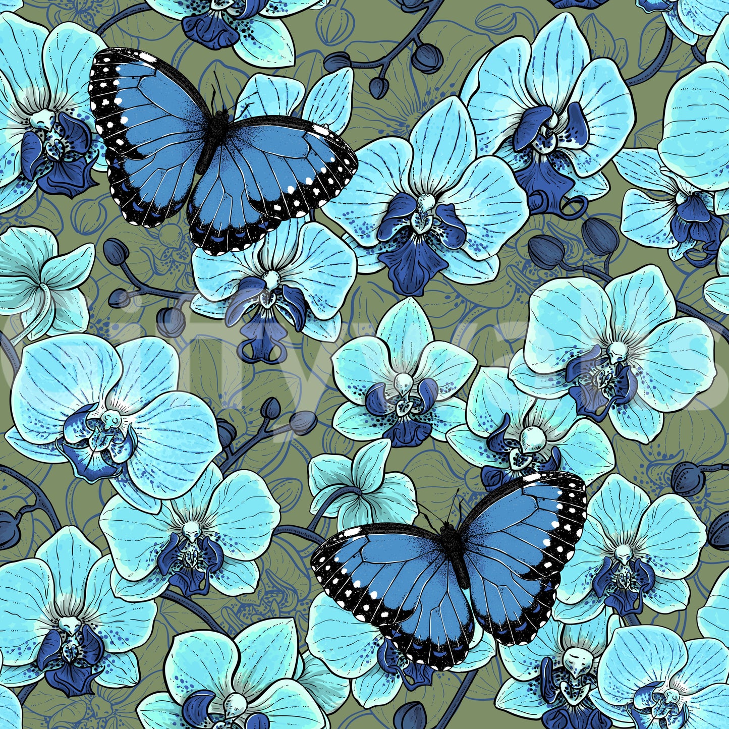Jardin Botanique d'Orchidées avec Papillons 4 Papier Peint⁠