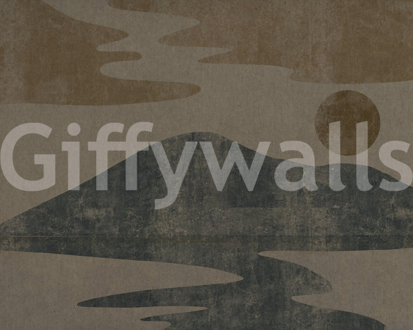 Charcoal and Ochre Wabi-Sabi Landscape Wall Mural