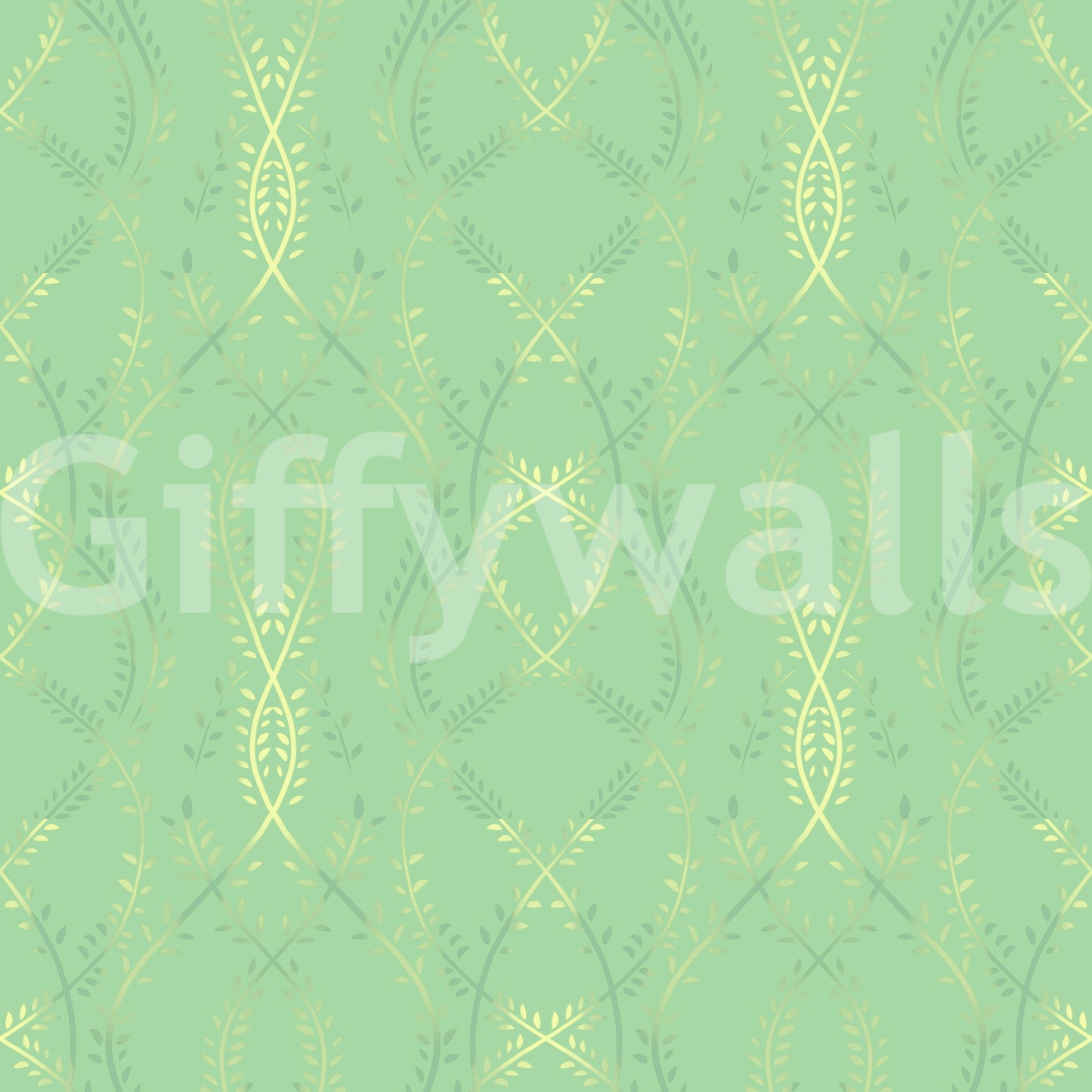 Sage and Gold Whispering Vines Trellis Wallpaper⁠