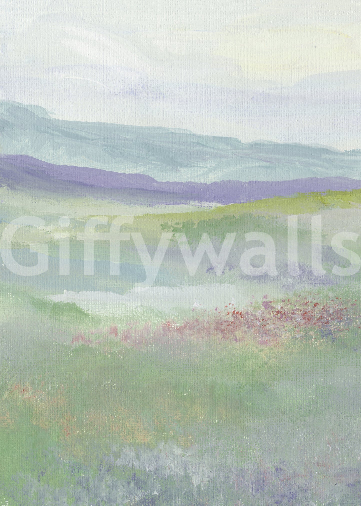 Misty Lavender Meadows Wallpaper Wall Mural