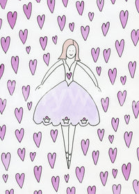 Verspielte Tapete Sweet Ballerina und Rosa Herzen als Wandbild