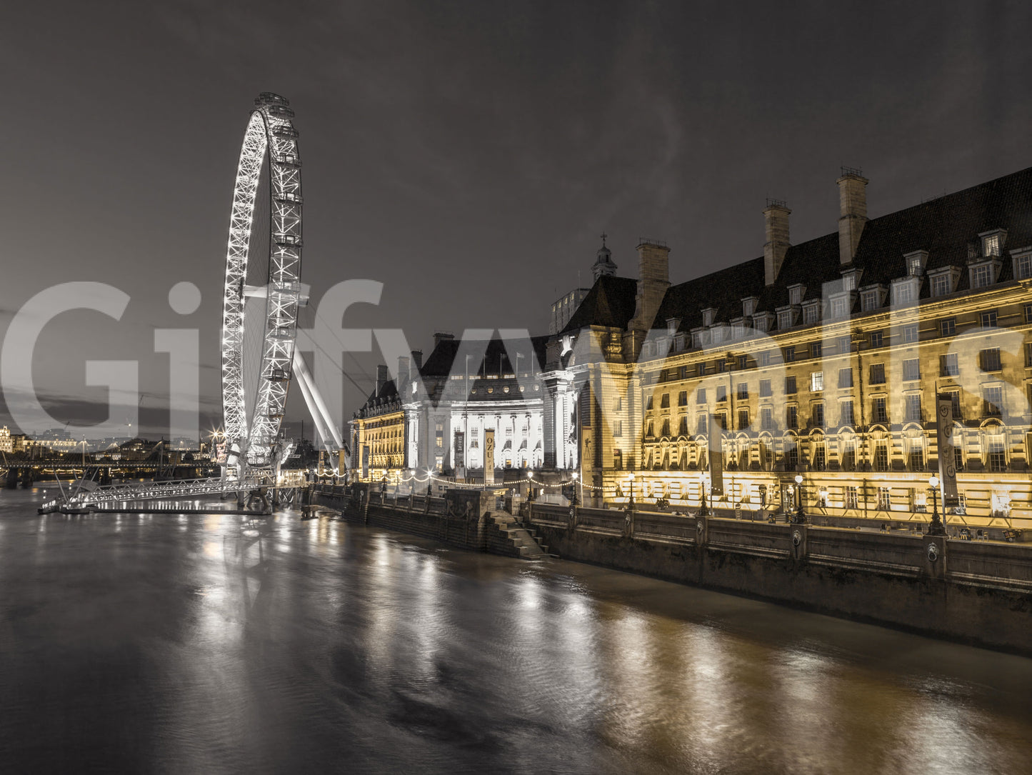 Muurdecoratie Nocturnal London Eye en County Hall