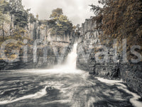 Misty Falls and Rocky Cliffside Wall Mural