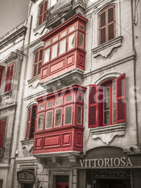 Wandbild Rote Maltesische Balkone von Vittoriosa