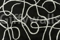 Murale da parete minimalista con linee organiche a inchiostro su carbone