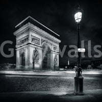 Carta da parati murale Archi di Parigi a mezzanotte e scie luminose