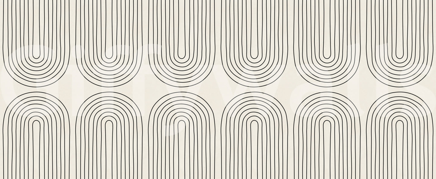 Minimalistisches lineares Kunstmuster als Wandbild in Bogenform