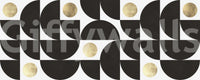 Modernistisches geometrisches Wandbild mit goldenen und schwarzen Bögen
