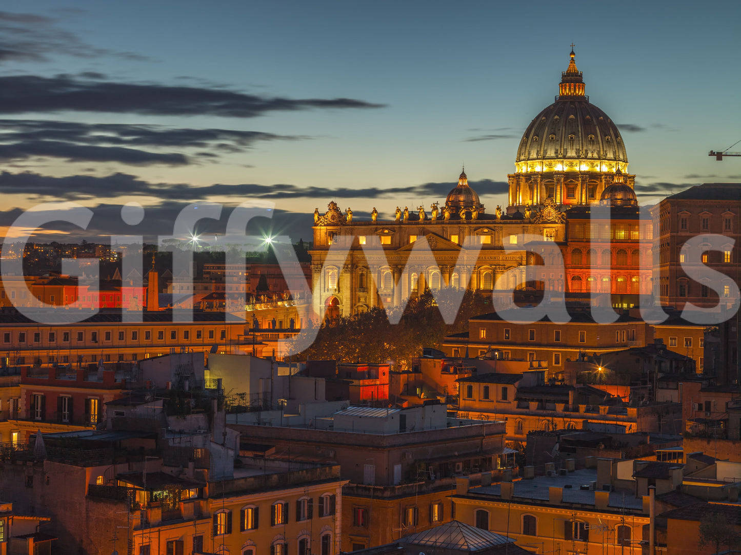 Roman Twilight Basilica View Wall Mural