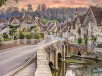 Wandbild Sonnenuntergang im Dorf Cotswold