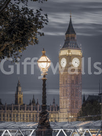 Carta da parati murale con scena del crepuscolo della Torre dell'Orologio di Londra