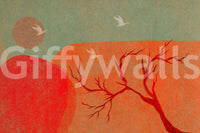 Tapet mural cu peisaj abstract pictat la amurg