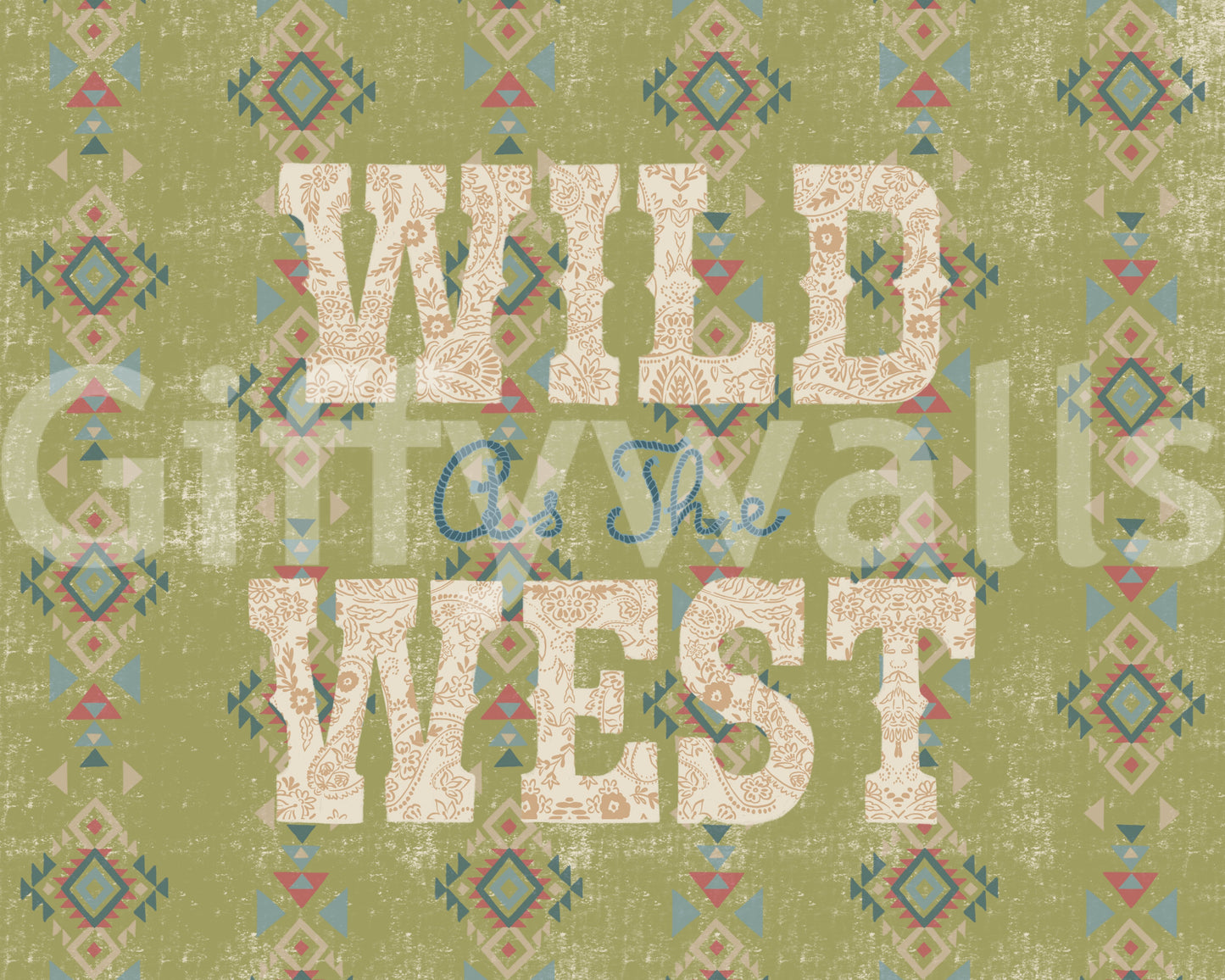 Wandbild mit Western-Folklore-Schriftmuster