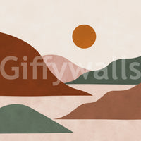 Minimalist Terracotta Horizon Wall Mural