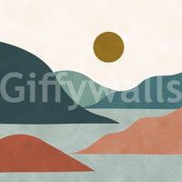 Mural de Parede Minimalista Picos do Vale ao Pôr do Sol