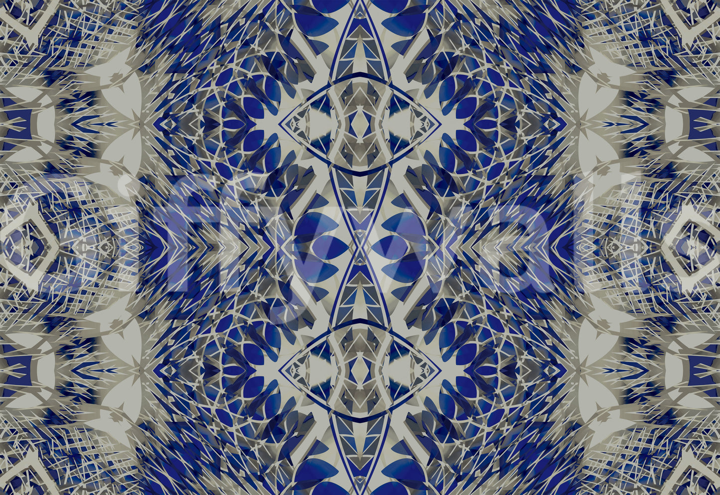 Blå og grå abstrakt ornamentalt geometrisk tapet - AMBER DESIGN tapet