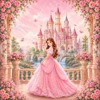 Wandbild Pink Castle Princess Garden Scene