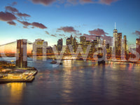 Murale da parete panoramico del Ponte di Brooklyn al crepuscolo