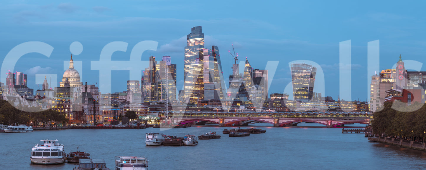 Thames River Urban Twilight Wall Mural
