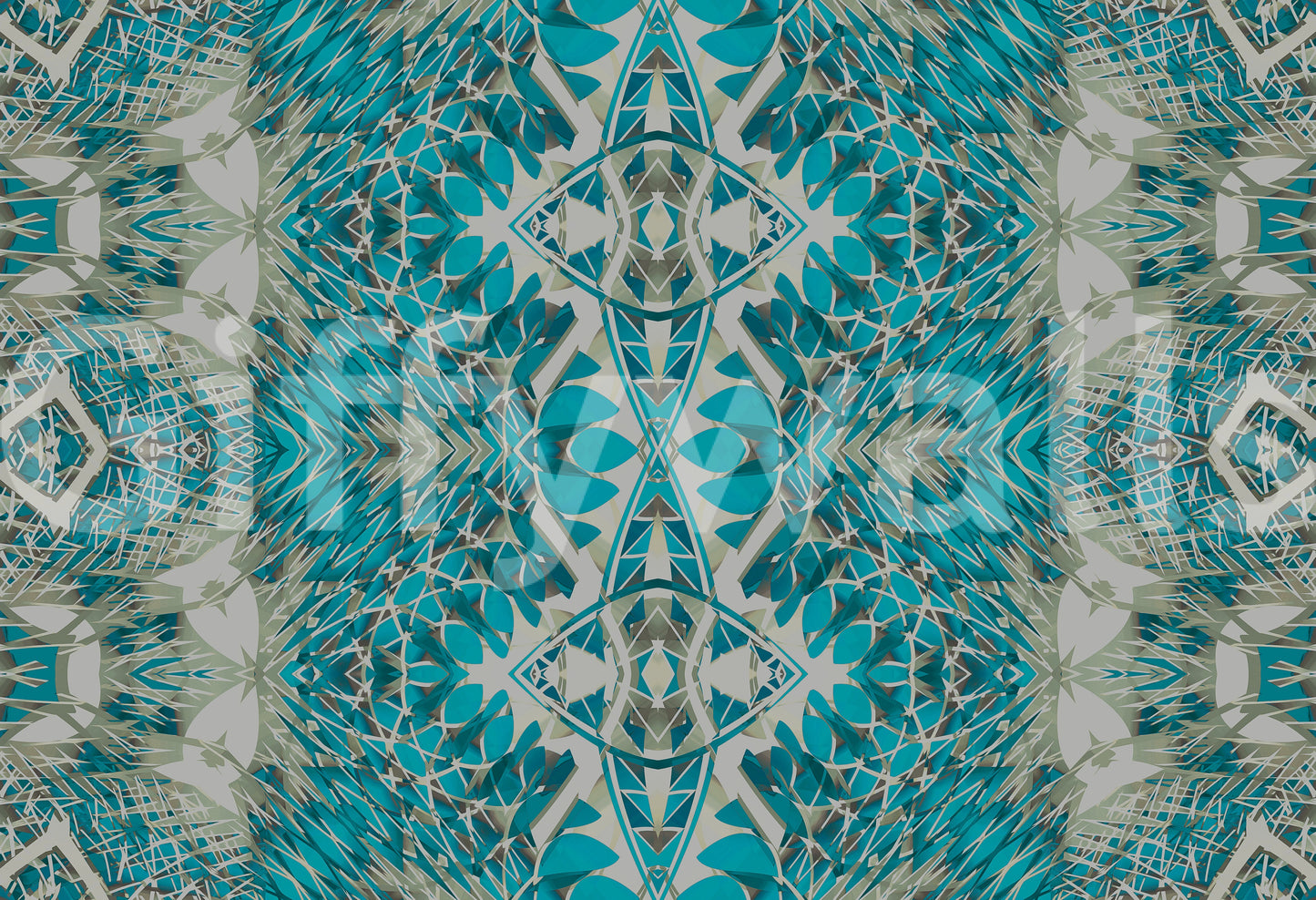 Teal & Grå Indviklet Abstrakt Ornamentalt Tapet - AMBER DESIGN TAPET