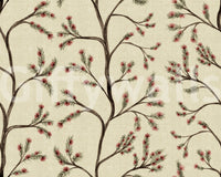 Branches florales asiatiques sur papier peint lin antique⁠
