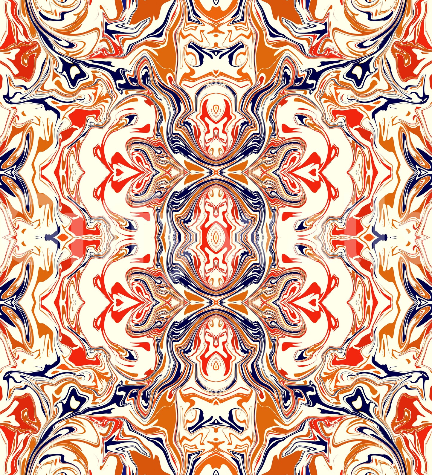 Papier peint ANDORRA Carreau ornemental contemporain orange et rouge