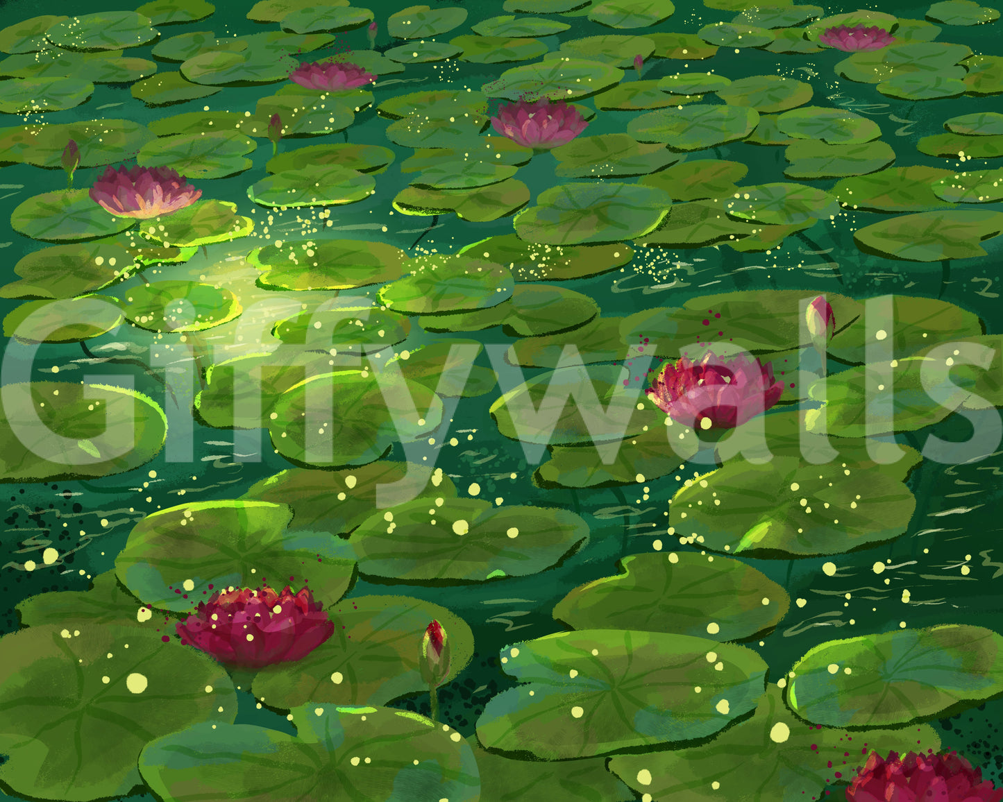Magical Lily Pond Wall Mural