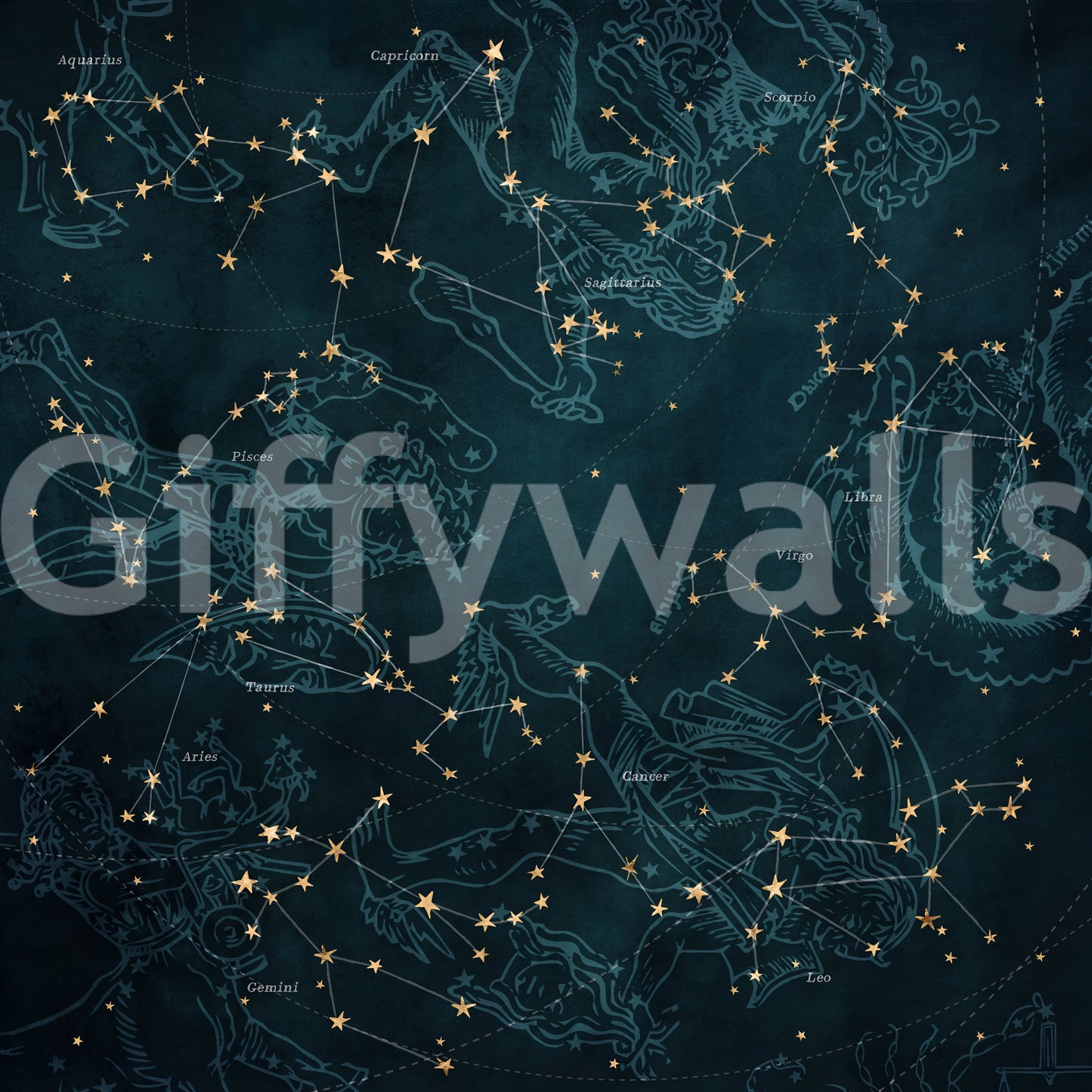 Heros and Constellations - Petrol Wall Mural