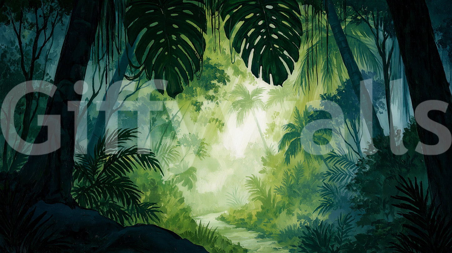 Misty Tropical Rainforest Canopy Wall Mural
