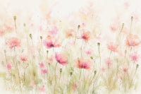 Vægmaleri med vilde blomster i blush pink eng