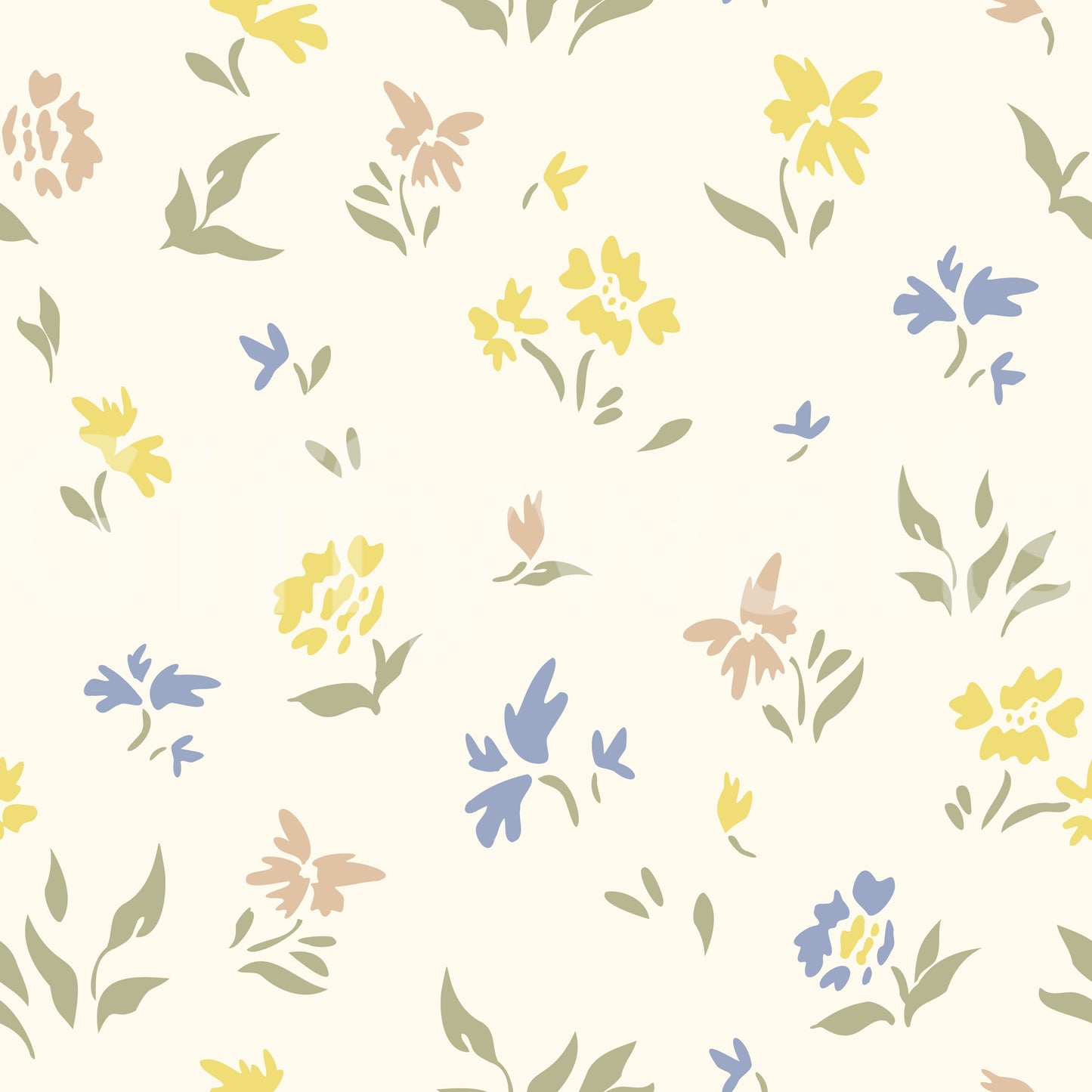 Pastelfarvede blomster i blid børneværelsesdesign tapet⁠