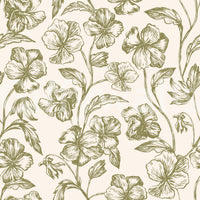 Vintage botanische Linienkunst Blumen-Tapete
