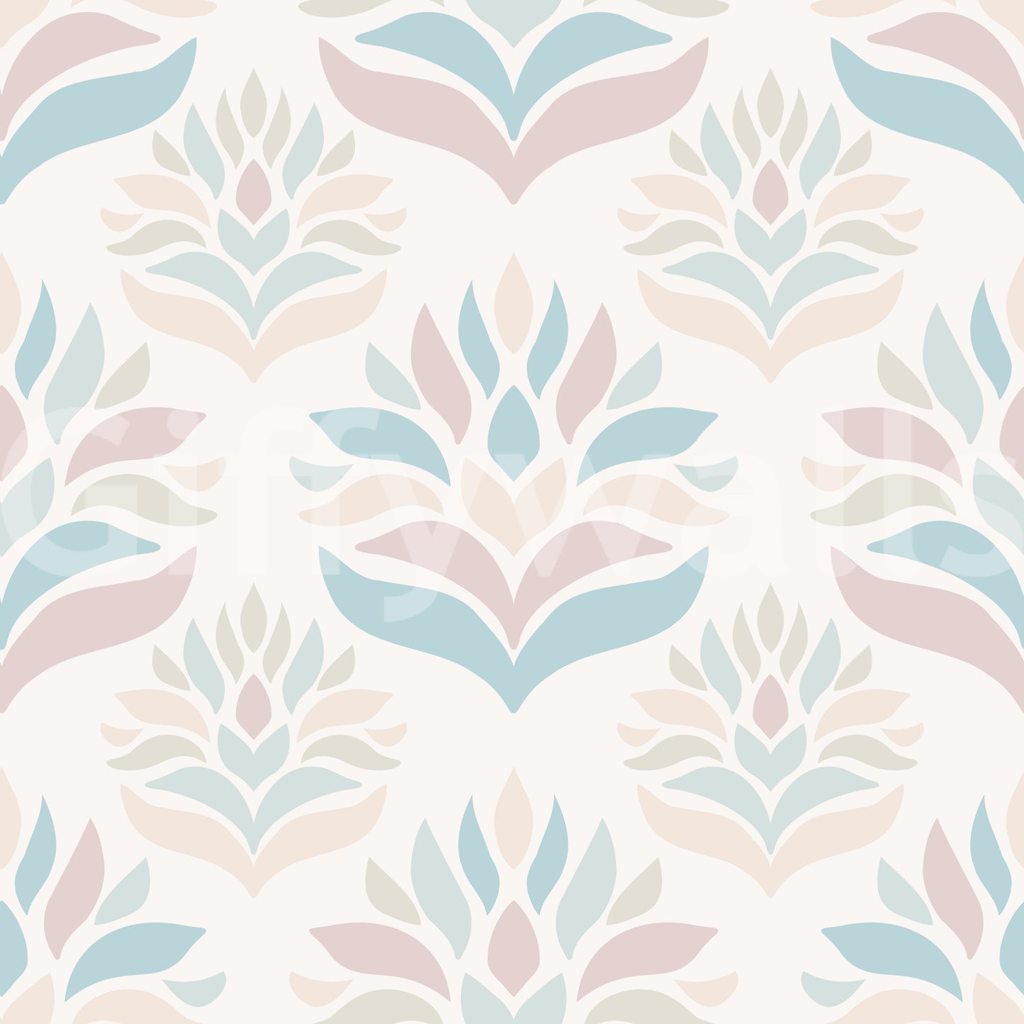 Papier peint botanique minimaliste rose poudré et bleu⁠